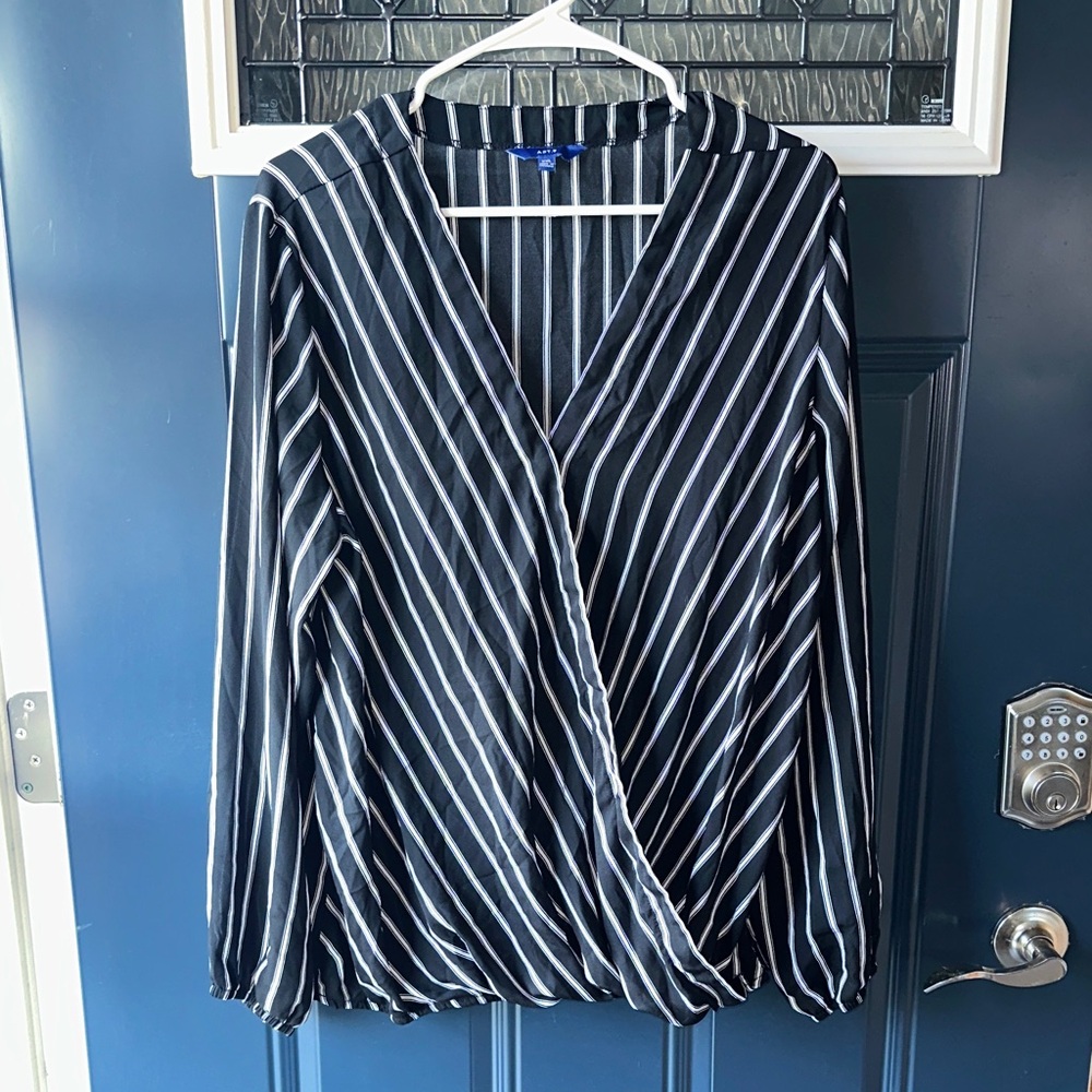 Apt. 9 Black and White Striped Blouse